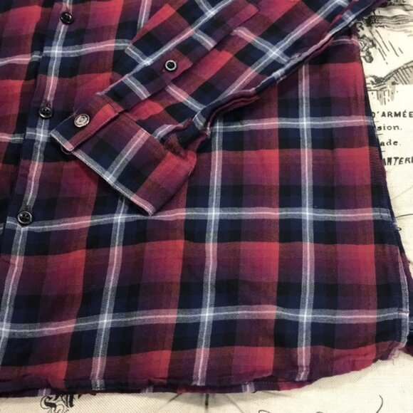 Men's The Kooples Contrast Piping Plaid Sport Shirt - Picture 6 of 6